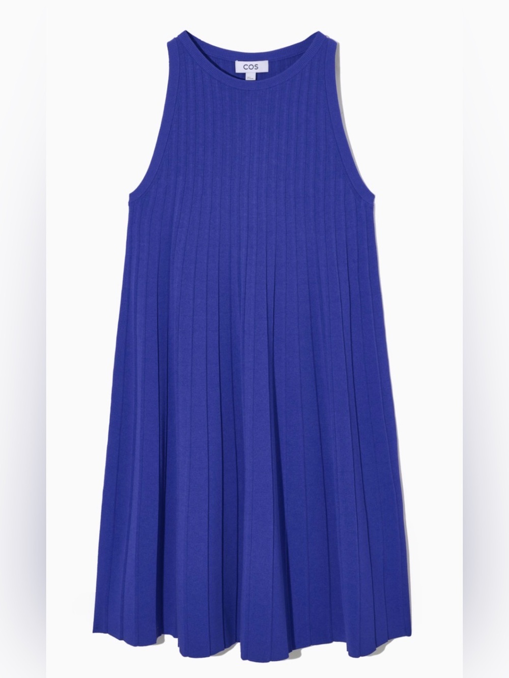COS Cobalt Blue Sleeveless Pleated Midi Dress